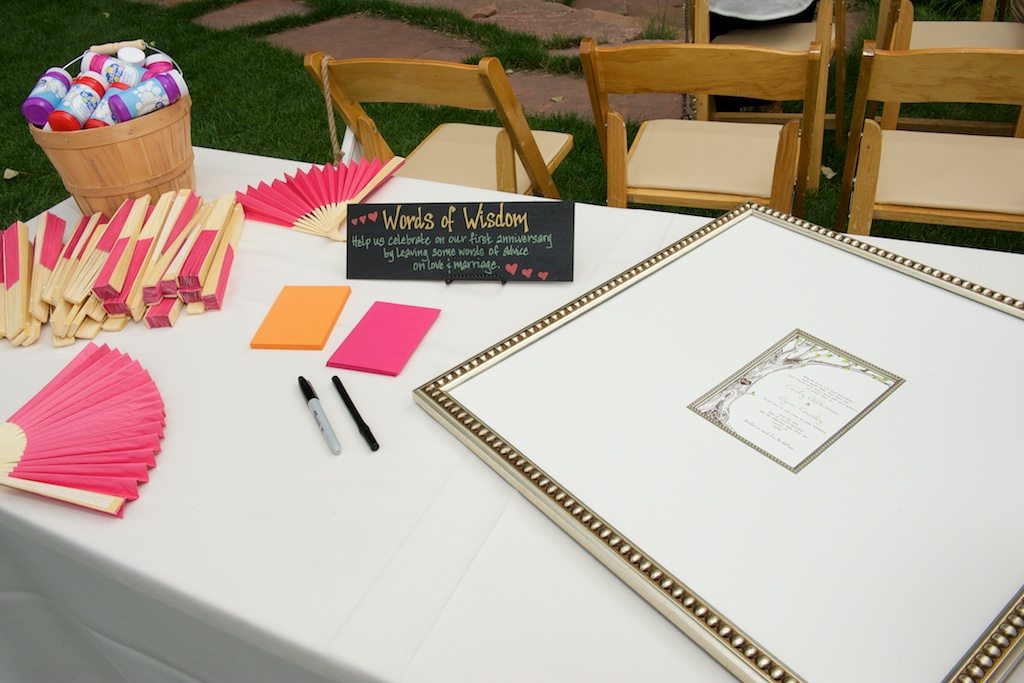 Guest book at Lyons Farmette wedding in Lyons, CO