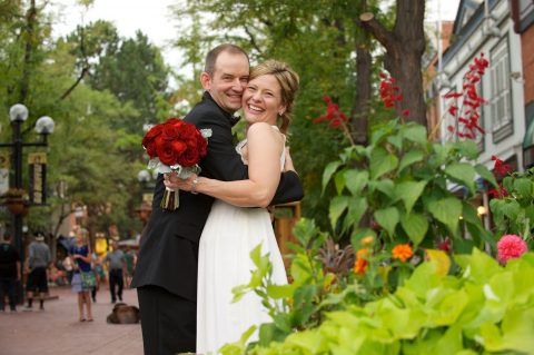 Wedding on Pearl Street Mall in downtown Boulder, CO